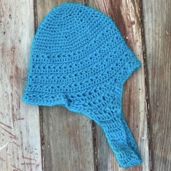 Vintage handmade knit hat/ear warmer hat with ties, Lot of 2 - Picture 12 of 15